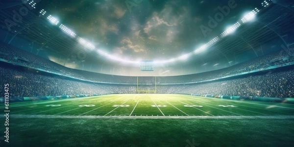 Obraz Wygenerowano AI. AI generatywny. American Football Football Rugby Arena Stadium Competits Turniej. Fit Game Sport Inspirujący klimat. Grafika
