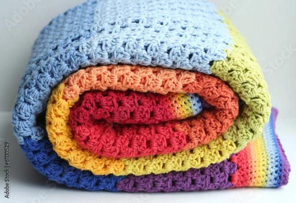 Fototapeta rainbow crocheted blanket