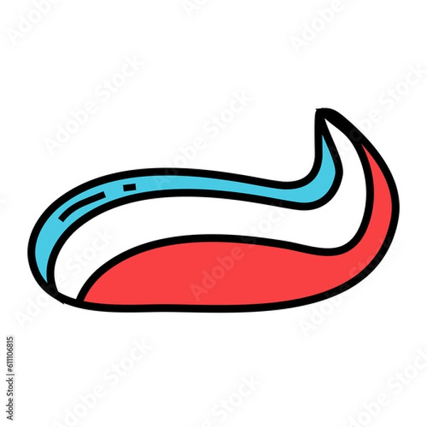 Fototapeta Simple flat toothpase curve blue and red  two colors stripped
