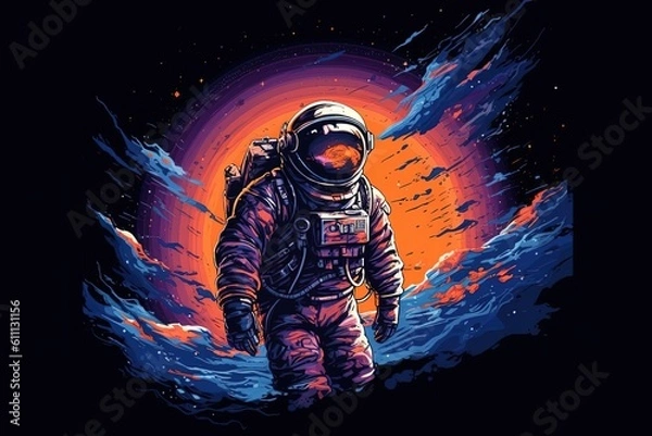 Fototapeta View of astronaut in space with stars in background, generative ai