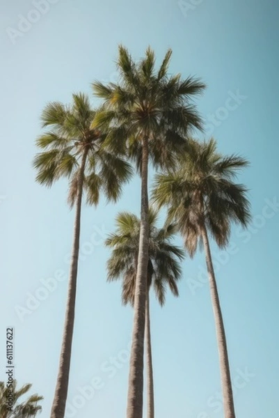 Fototapeta Palm tropical background. Illustration AI Generative.