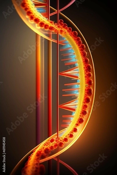 Obraz  dna_genome_sequence _neon sign, Generative AI