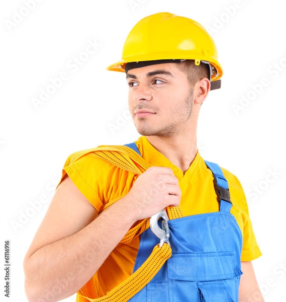 Obraz Young worker isolated on white