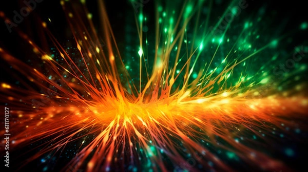 Fototapeta Futuristic background with internet fiber and network effec. Generative AI