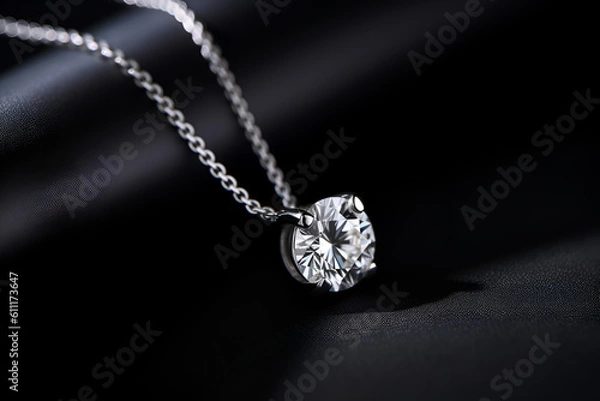 Obraz Diamond necklace on black background - AI Technology