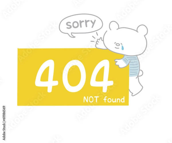 Obraz 404not foundの画面・エラー画面のイラスト