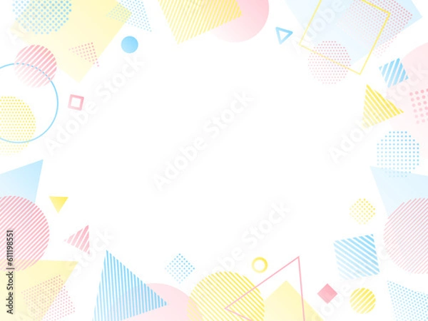 Fototapeta カラフルな丸と三角と四角のフレーム