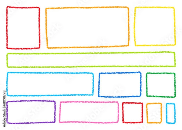Obraz クレヨン素材　手描きのラフなフレームセット 四角