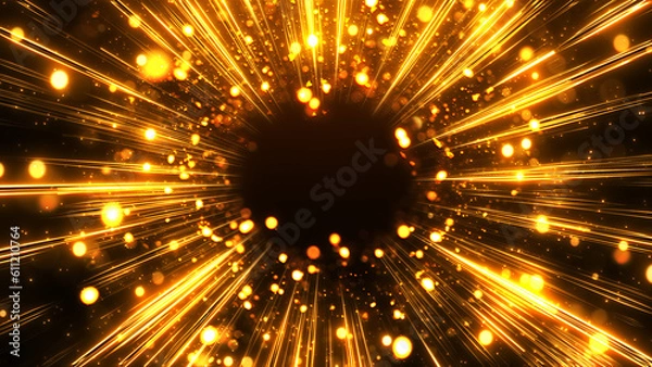 Obraz 金色の集中線　キラキラ　パーティクル