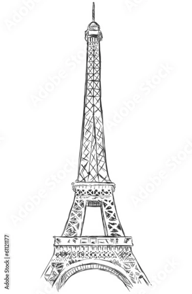 Fototapeta vector sketch illustration - Eiffel Tower