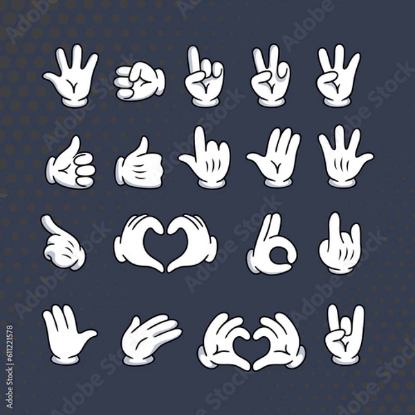 Fototapeta Stylized cartoon hands in a set for your character