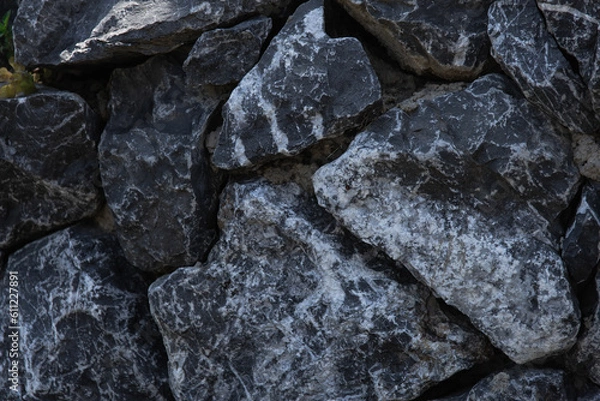 Obraz Texture of gray stones with white inserts.