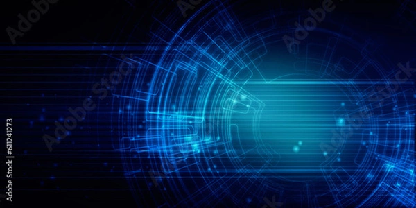 Fototapeta 2d illustration Abstract futuristic electronic circuit technology background