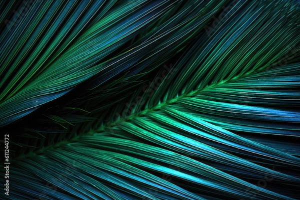 Obraz Abstract texture background, detail of dark palm leaf , Generative AI