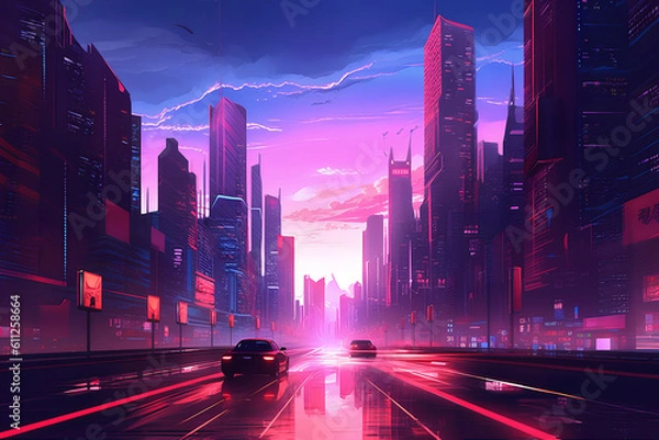 Obraz Synthwave Dreams: 80s Retro Cyberpunk Vibes, Generative AI