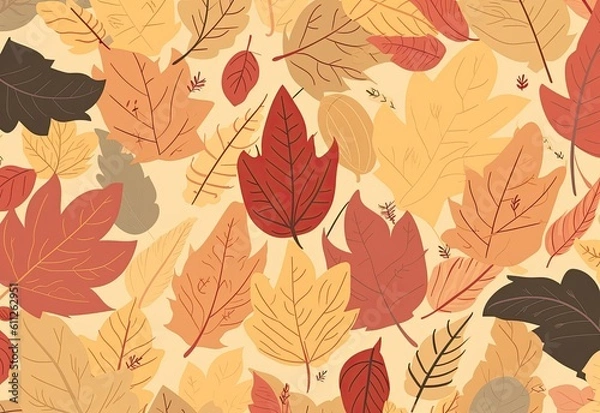 Fototapeta Autumn falling colorful leaves. Generative AI