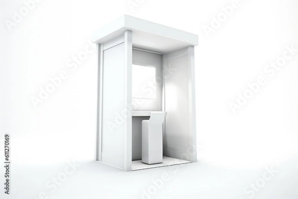 Obraz Empty white goods and services expo trade show booth for product display Generative AI