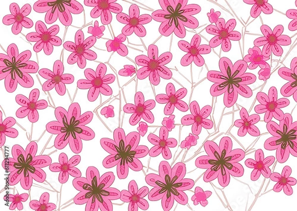 Fototapeta japanese cherry blossom tree sakura flowers over white wallpaper background vreated with generative ai technology