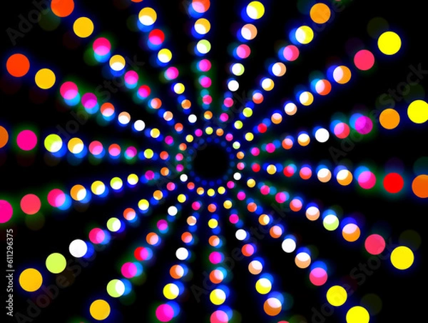 Obraz 同心円の鮮やかなネオンの光