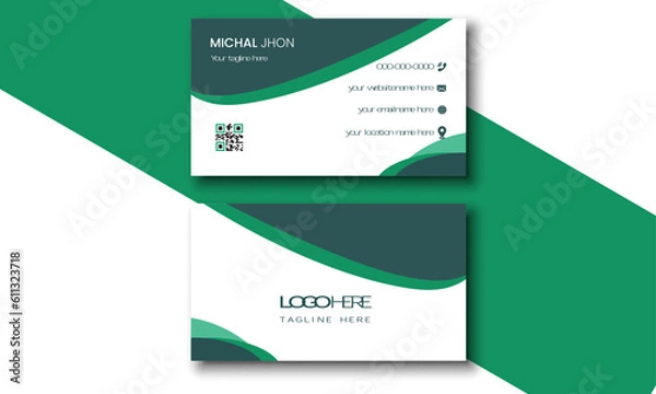 Obraz Modern Business Card with blue and green Business card design set .