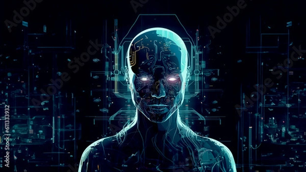 Fototapeta Conceptual illustration development of artificial intelligence
