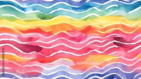Obraz Watercolor Rainbow Stripes Pattern