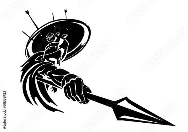 Fototapeta Spartan Spear Thrust and Shield Block