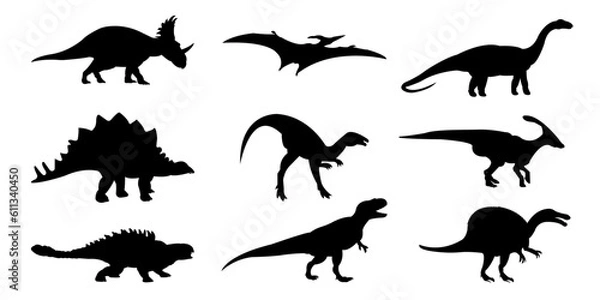Fototapeta Dinosaurs Silhouette Set