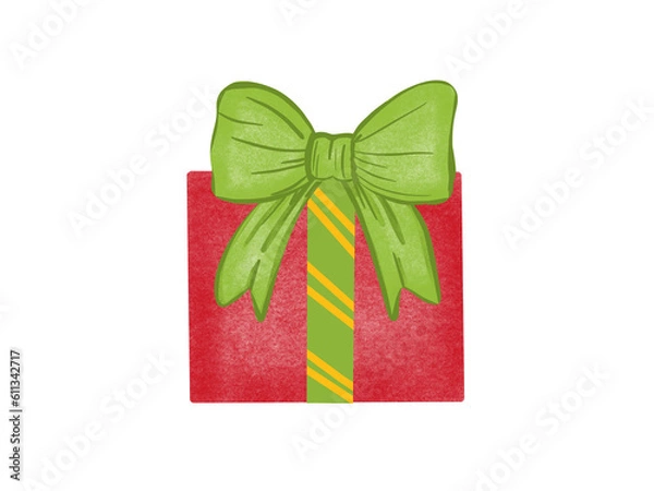 Obraz red gift box with green ribbon For giving on birthdays and important days.
