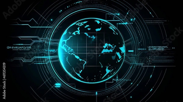 Fototapeta Digital technology world. Business virtual concept. Vector background. Generative ai.