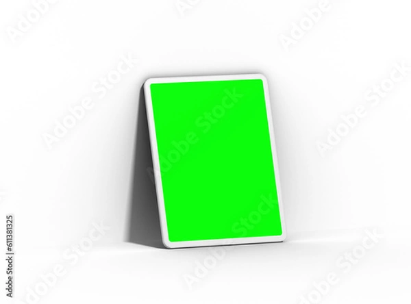 Fototapeta Customizable mockup of white unbranded tablet with changeable screen design for UI/UX Product Showcase on transparent background. 3D Render