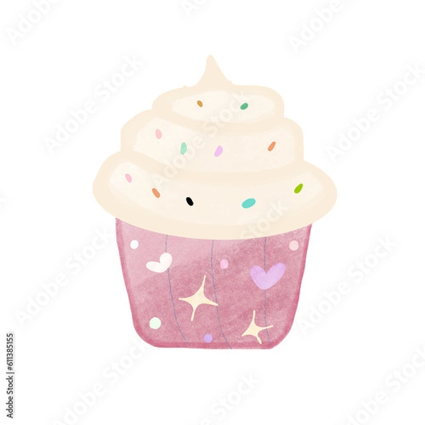 Obraz pink cupcake isolated on white