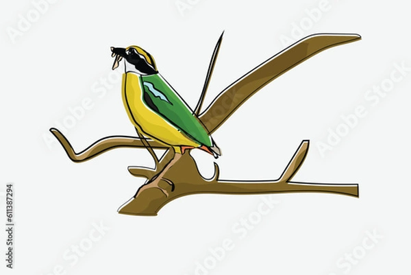 Obraz Illustration bird on the branch vector