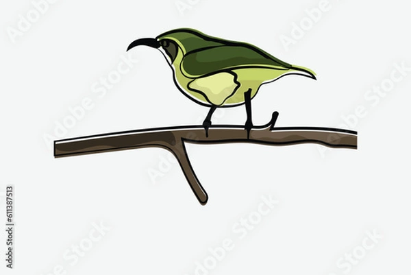 Obraz Illustration bird on the branch vector