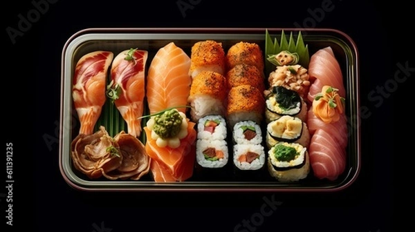Fototapeta Exquisite Sushi Rolls Delivered to Your Doorstep