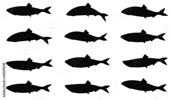 Obraz Silhouette fish vector eps 10