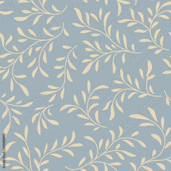 Fototapeta Floral seamless pattern. Branch with leaves ornamental texture. Flourish nature summer garden textured background