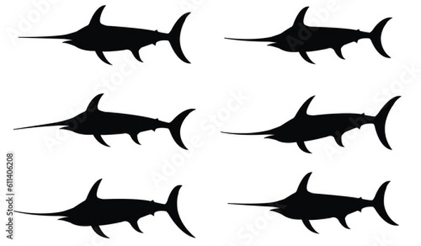 Obraz silhouettes of swordfish vector eps 10