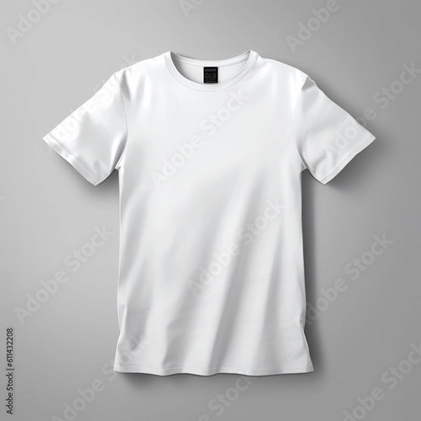 Fototapeta Check out this stylish t-shirt mock-up that's sure to turn heads!  Get a sneak peek of the latest fashion trends and imagine yourself rocking this cool and versatile t-shirt design. 