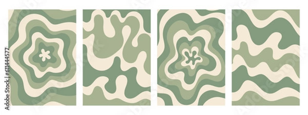 Obraz Retro groovy hippie background set