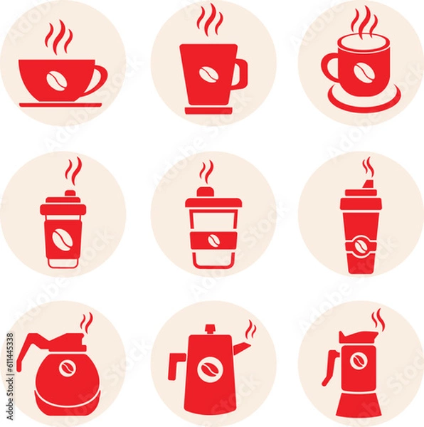 Fototapeta set of icons coffe. Coffee icon set isolated on white background.vector illustration