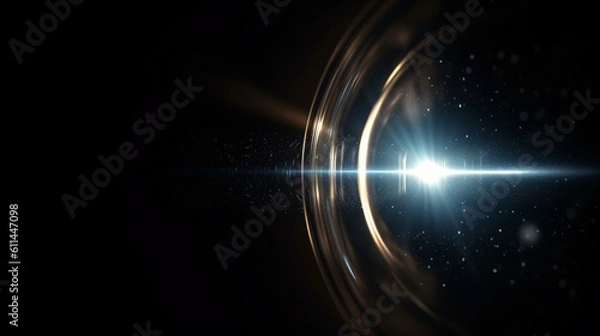 Fototapeta Digital lens flare in black bacground horizontal frame.