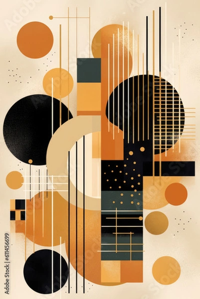 Fototapeta Abstract geometric shapes for wall art Generative AI