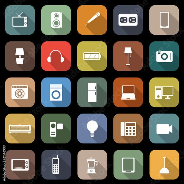 Fototapeta Electrical Machine flat icons with long shadow