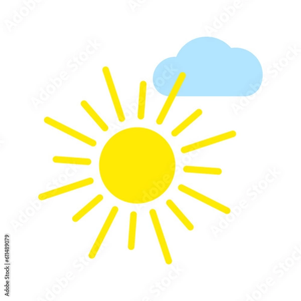 Fototapeta Sun and Cloud. Isolated on white background. Vector illustration.