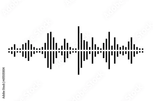 Fototapeta Pixel stereo waveform. Audio music sound wave. Audio spectrum. Equalizer, vibration, soundwave, voice.
