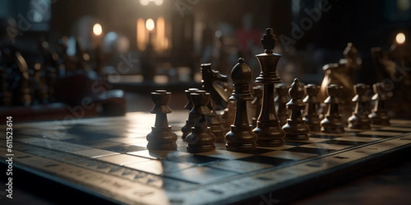 Obraz chess pieces on a chessboard Generative AI