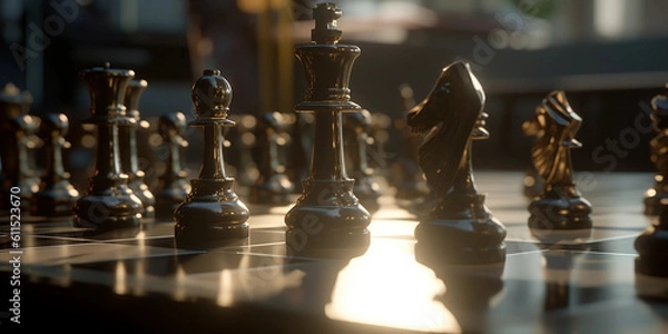 Obraz chess pieces on a chessboard Generative AI