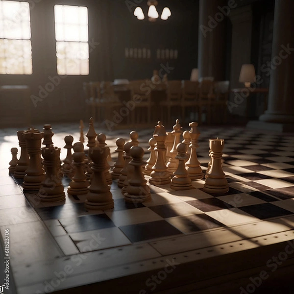 Obraz chess pieces on a chessboard Generative AI