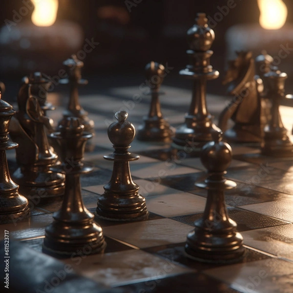 Obraz chess pieces on a chessboard Generative AI